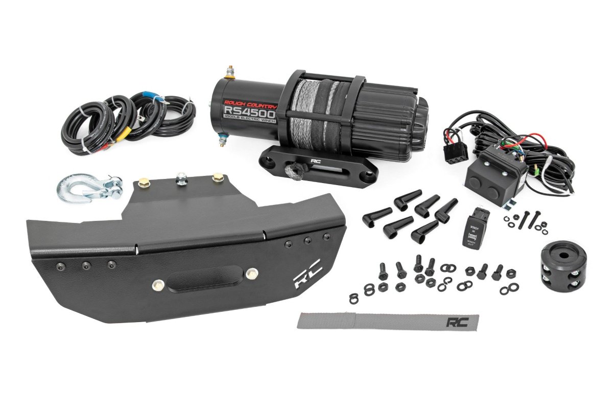 Polaris RZR Turbo S4 Winch Mount - Rough Country - RS4500S - Black - '21-'22